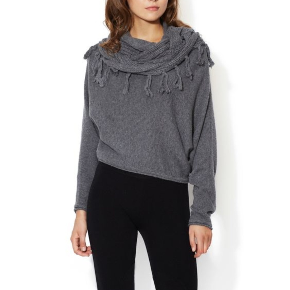 BCBG Max Azria Ziona  Fringe Scarf Sweater